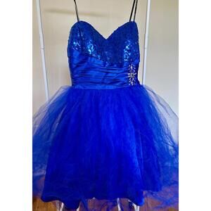 Masquerade Royal Blue Spaghetti Strap Party Dress Size 9/10
